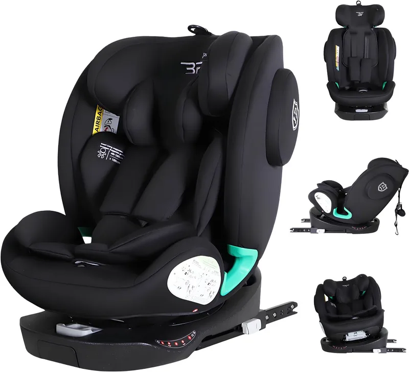 Autostoel Executive i-Size Met Isofix 360° Draaibaar Groep 0/1/2/3 (0-36 kg) Vanaf 40 tot 150 cm by Bebies First in Black – product photo