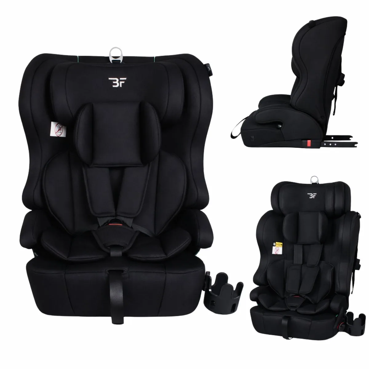 Autostoel Isofix Grandtour Allure Groep 1/2/3 9-36 kg (76 tot 150 cm) Vanaf 15 maanden tot 12 jaar – Isofix & i-Size - Met Bekerhouder van Bebies First in Zwart – productfoto