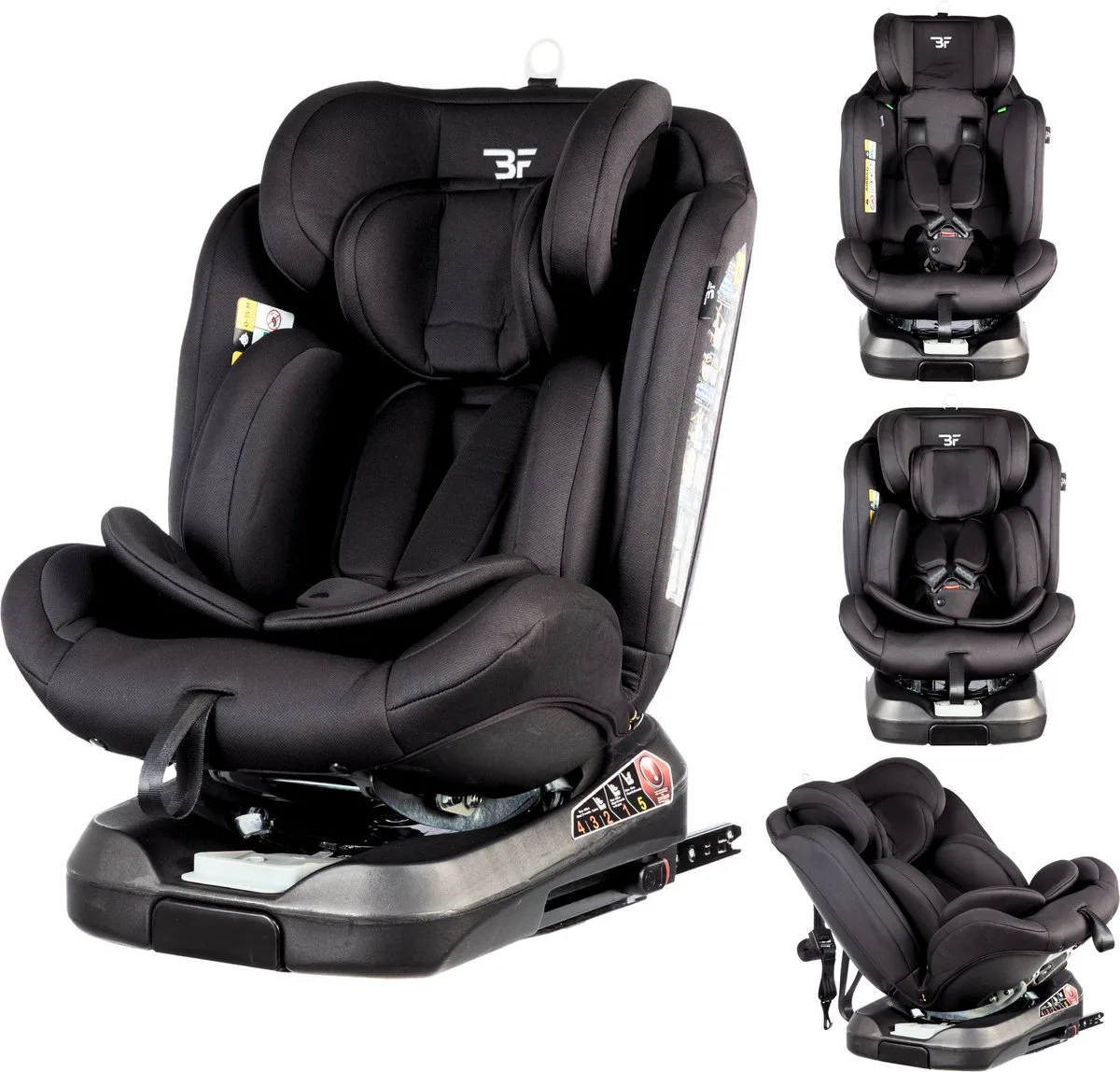 Autostoel Vento i-Size Met Isofix 360° Draaibaar Groep 0/1/2/3 (0-36 kg) Vanaf 40 tot 150 cm van Bebies First in Zwart – productfoto