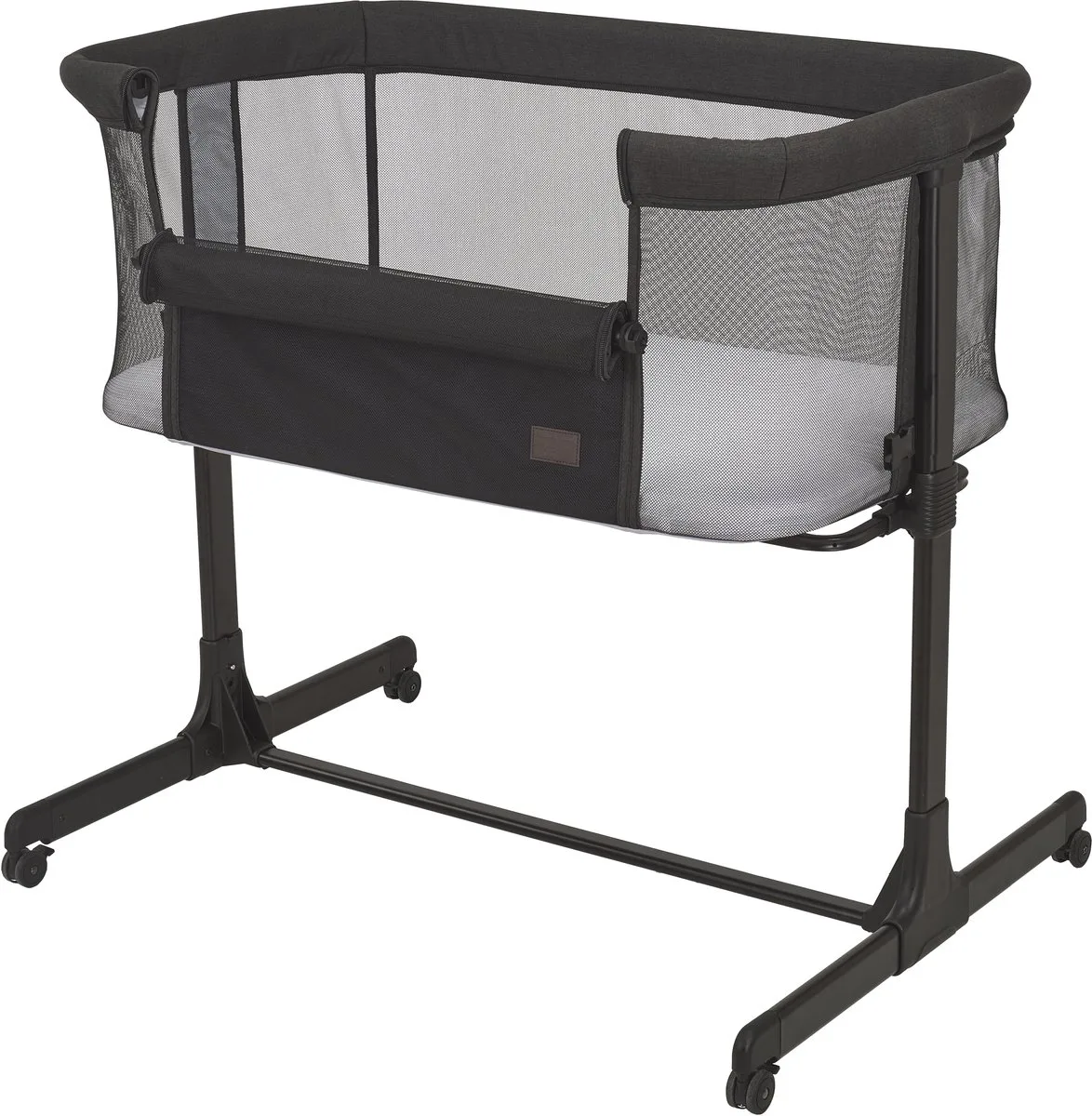 Co Sleeper – Aanschuifwieg – Verstelbaar – Inclusief Matras – Met Wielen – Vanaf Geboorte tot 6 Maanden van Bebies First in Grijs – productfoto