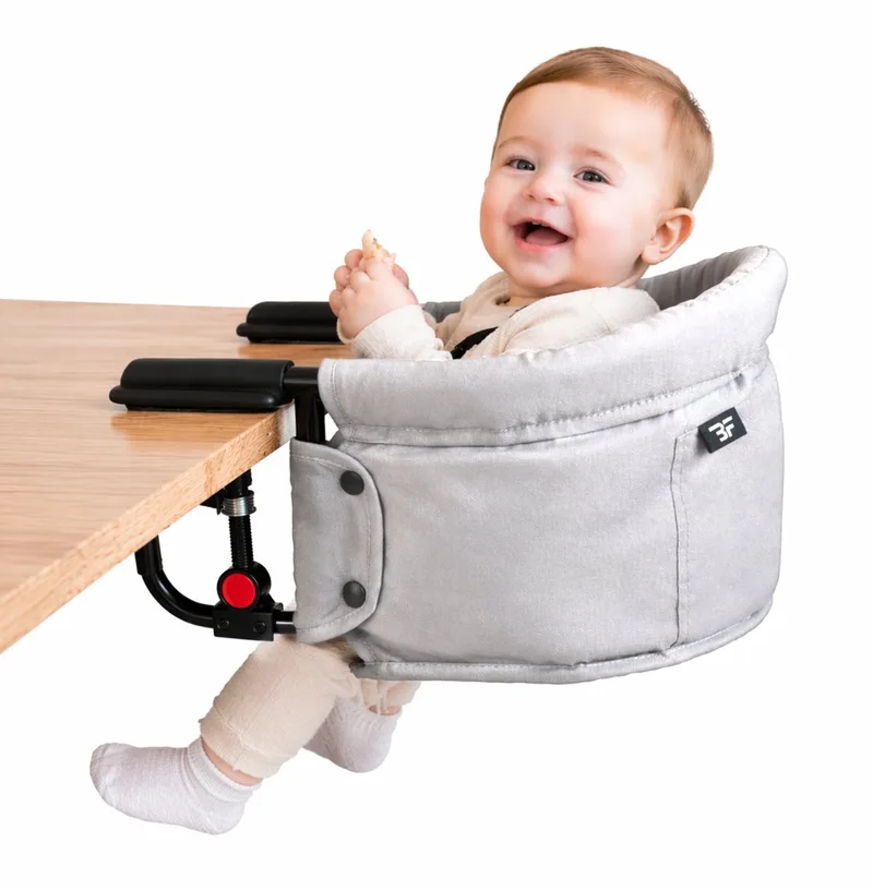 Kinderstoel Tafelhangstoel – Inklapbaar – Opvouwbaar – Tot 15 kg de Bebies First en Gris – photo produit