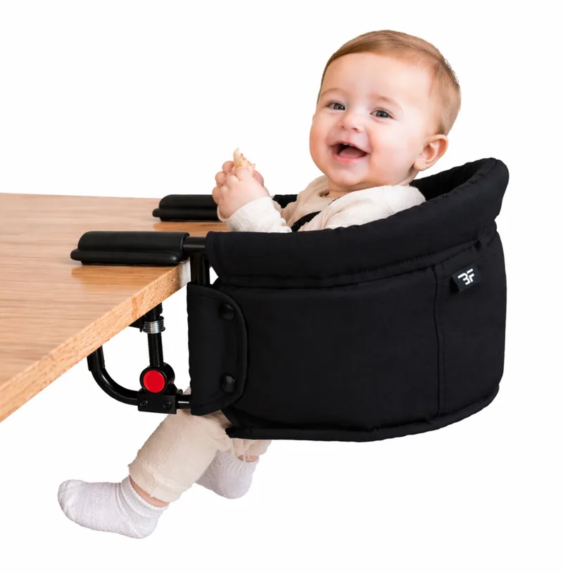 Kinderstoel Tafelhangstoel – Inklapbaar – Opvouwbaar – Tot 15 kg de Bebies First en Noir – photo produit