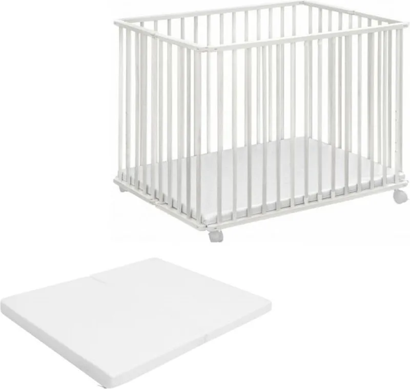 Opvouwbare Baby Box Liam Met Matras från Bebies First i Vit – produktbild