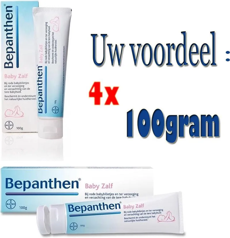 Voordeel verpakking: Bepanthen Baby Zalf - Voor de droge babyhuid en bij luieruitslag - 4 maal 100 gram by Bepanthen – product photo