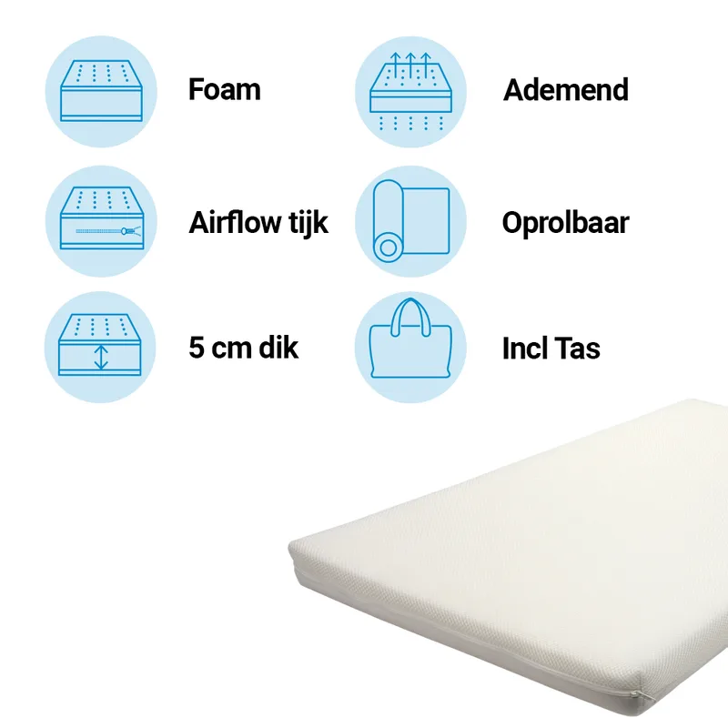 Matras Campingbed Best Sleep 60x120 Airflow Pro van Best Sleep – productfoto