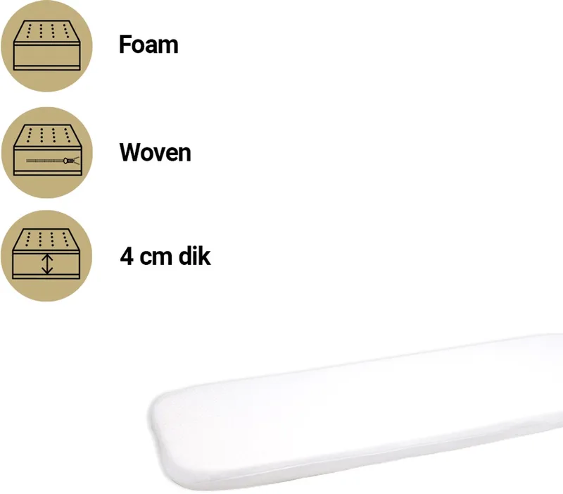 Matras Kinderwagen - 81x33 cm - Comfort Plus van Best Sleep in Wit – productfoto