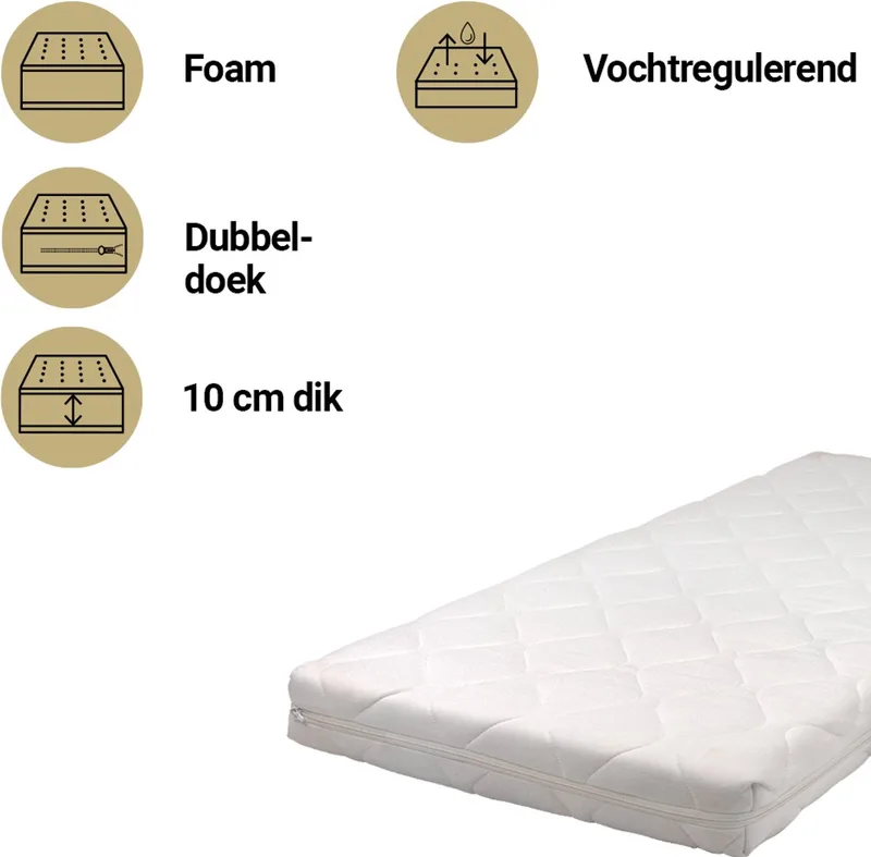 Premium Matras Ledikant - 60x120 cm - Babymatras - Afneembare en Uitwasbare tijk van Best Sleep in Wit – productfoto