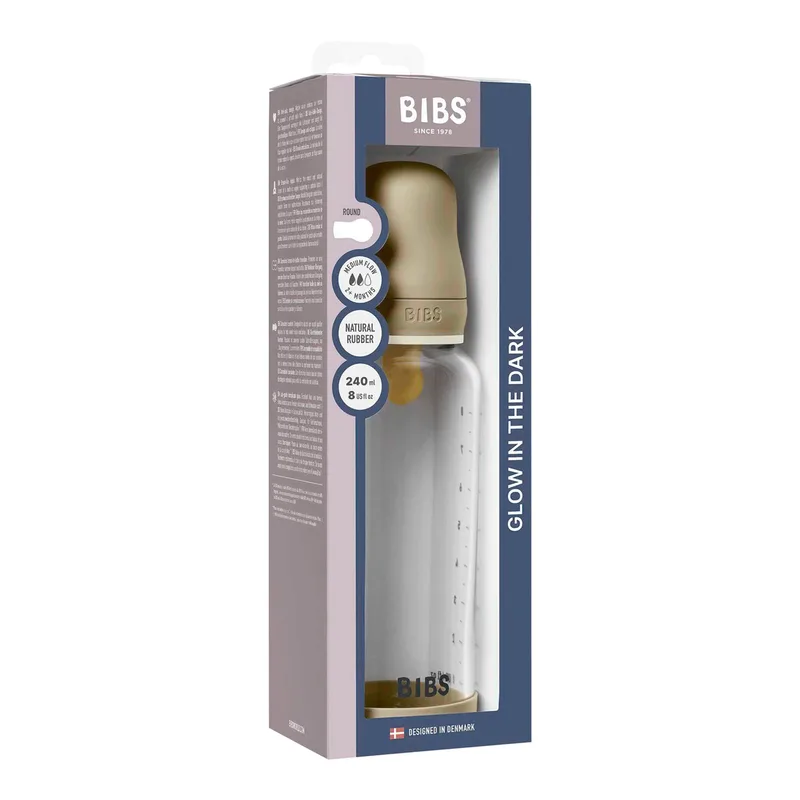 Babyflasche GLOW Glas 240ml von BIBS in Beige, 7,7 × 6,5 × 23,1 mm – Produktfoto 3 von 3