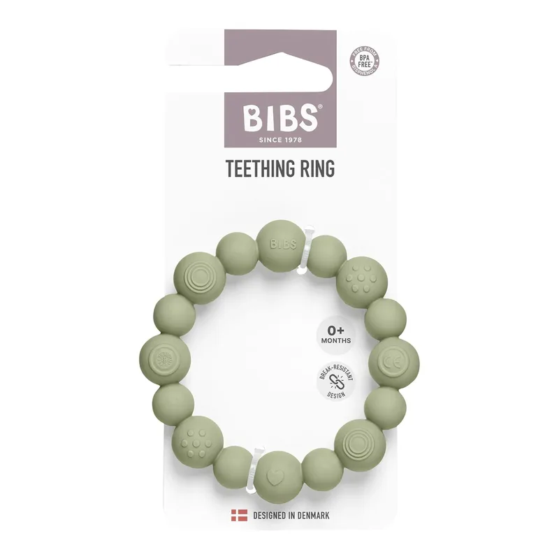 bijtring met kralen saliegroen van BIBS in Groen, 2 × 11 × 19,5 mm – productfoto