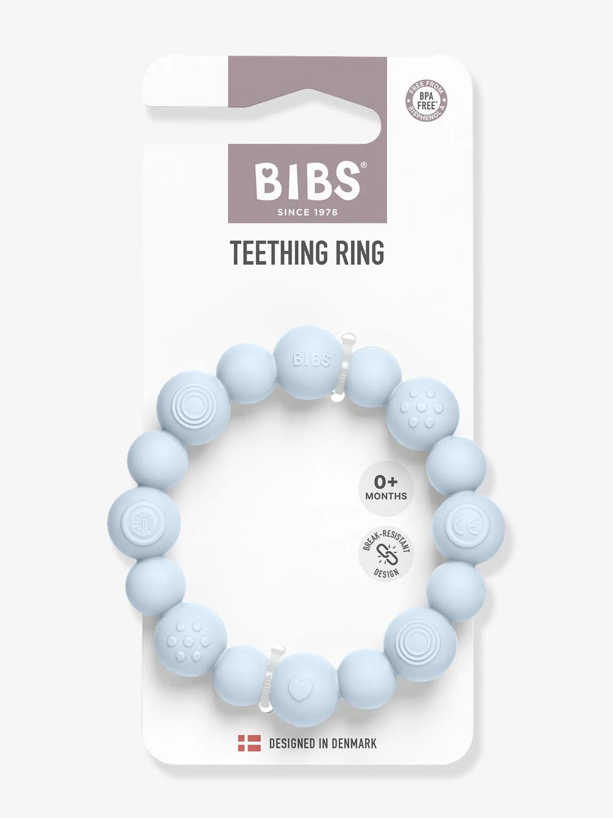 bijtring met kralen hemelsblauw van BIBS – productfoto