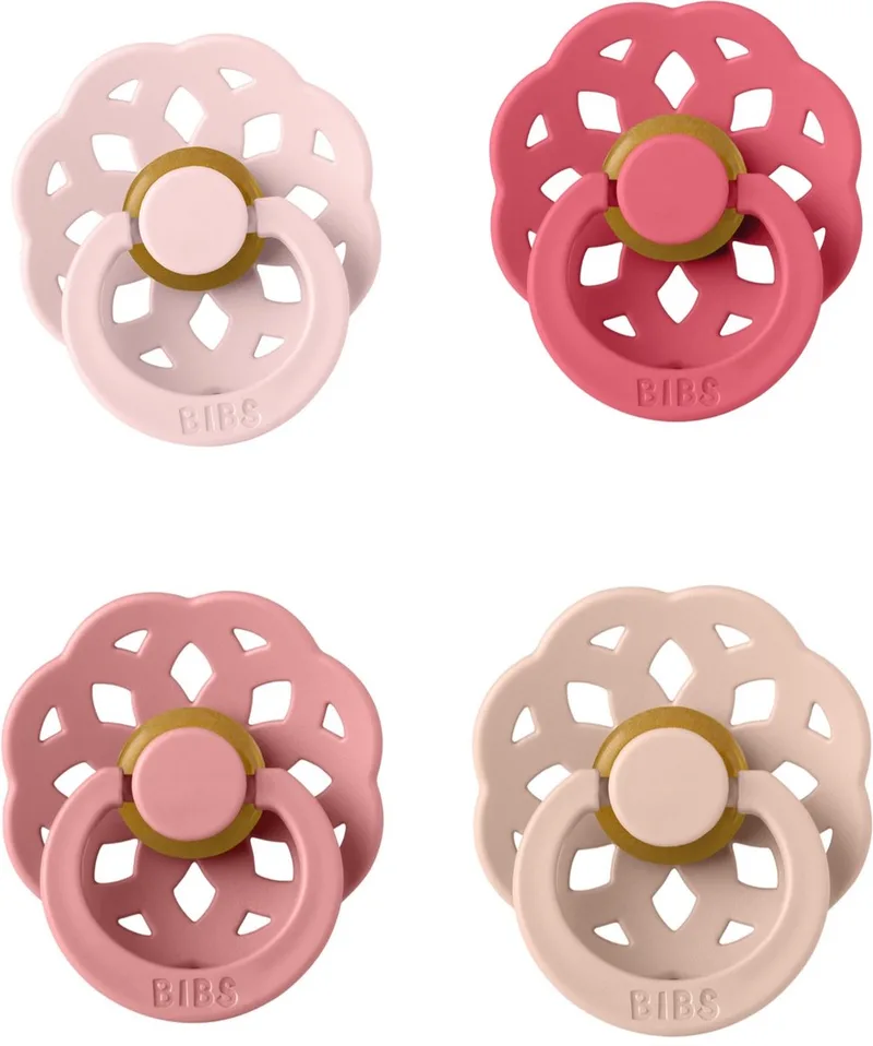 Boheme Fopspeen Latex set 4 stuks Peach, Dusty Pink, Blossom en Blush 6-18 maanden maat 2 van BIBS in Peach, Dusty Pink, Blossom en Blush – productfoto