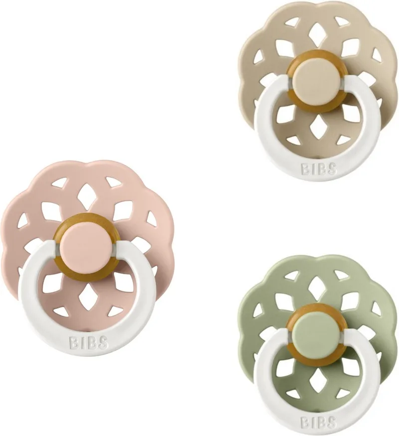 Boheme Fopspeen set Glow 3 stuks Vanilla Glow,Blush Glow en Cloud Glow 0-6 maand maat 1 by BIBS in Vanilla Glow, Blush Glow en Sage Glow – product photo