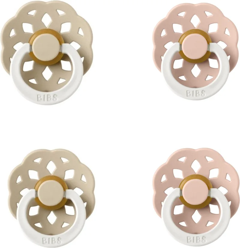 Boheme Fopspeen set Glow 4 stuks Vanilla Glow 2x en Blush Glow 2x 6-18 maand maat 2 by BIBS in Vanilla Glow en Blush Glow – product photo