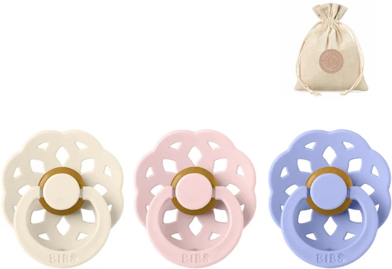 boheme fopspenen - Maat 2 6-18 maanden - Ivory, Blossom, Hush + Bolletoet speenzakje by BIBS in Ivory, Blossom, Hush – product photo
