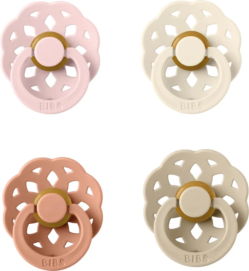 Boheme - Maat 1 - Blossom, Peach, Ivory & Vanilla - Fopspeen - 4 stuks van BIBS in Roze – productfoto