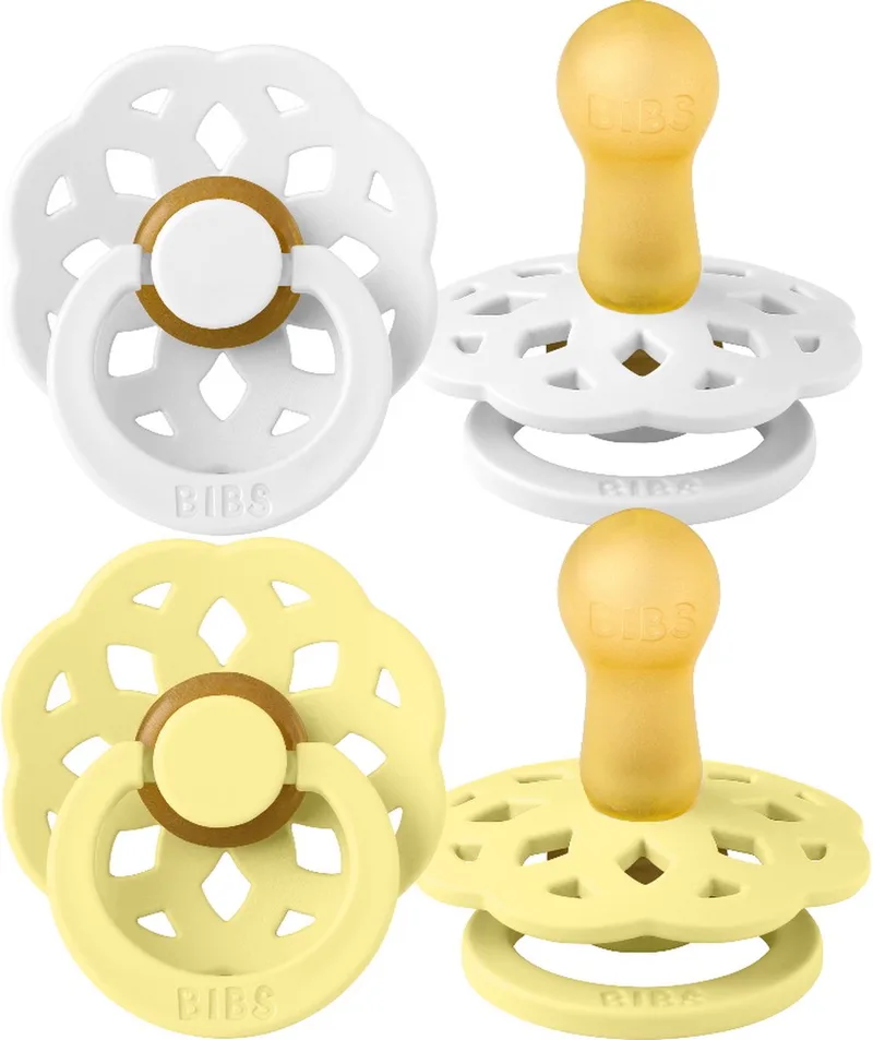 Boheme Pacifier - Maat 2 - Fopspeen - 2 stuks - White / Sunshine de BIBS en Multicolore – photo produit