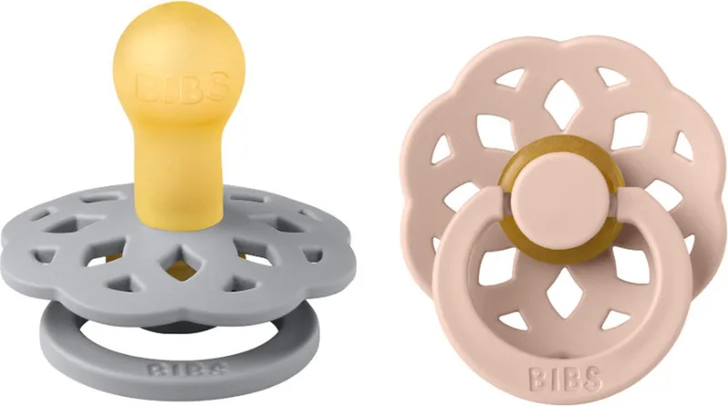 Boheme Pacifier - Stage 1 Fopspeen - 2 stuks - Cloud / Blush de BIBS en Grijs en roze – photo produit