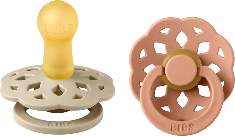 Boheme Pacifier - Stage 2 Fopspeen - 2 stuks - Vanilla / Peach van BIBS in Grijs, Oranje – productfoto
