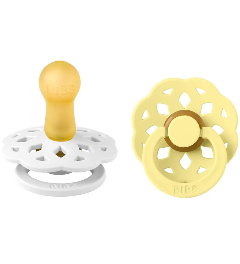 Bohemen Fopspenen - 2-pack - Maat 1 - Rond - White/Sunshine från BIBS – produktbild