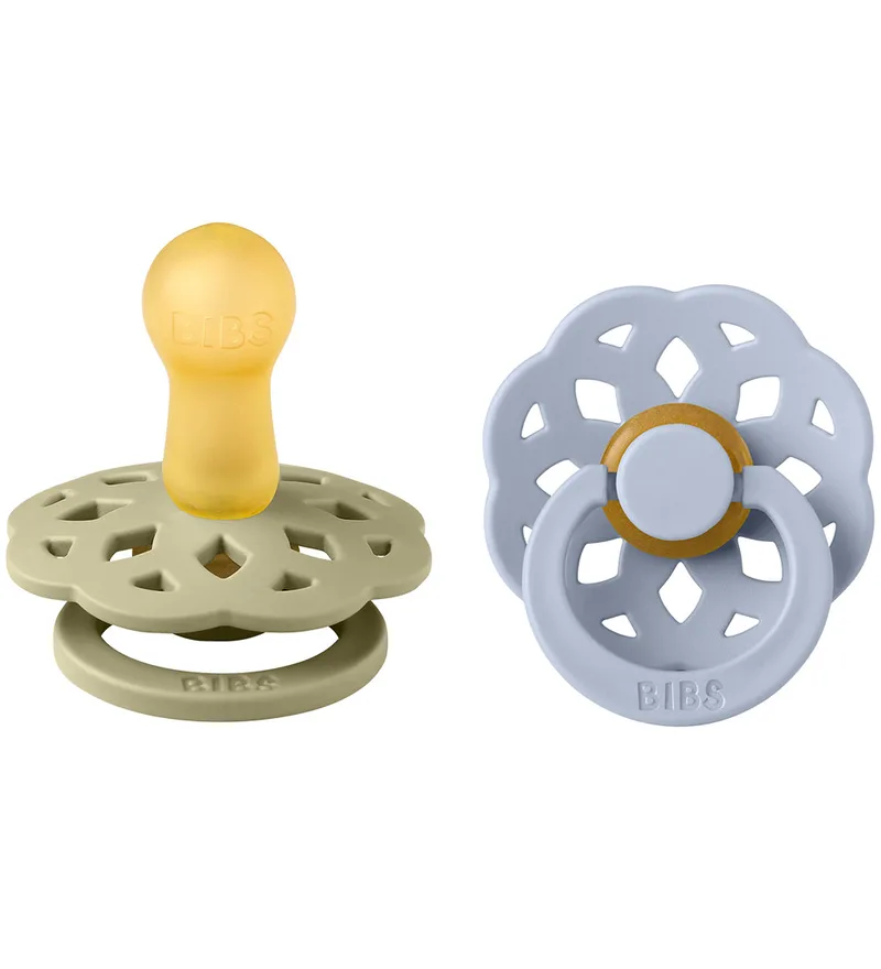 Bohemen Fopspenen - 2-pack - Maat 2 - Rond - Khaki/Dusty Bl by BIBS – product photo