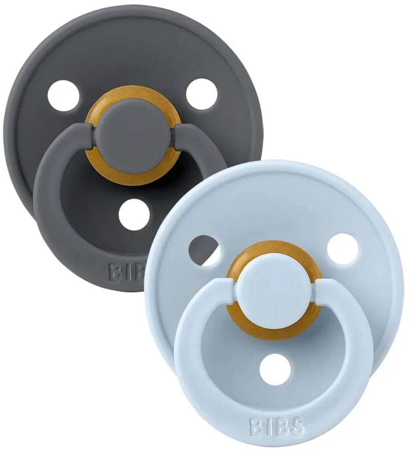 Colour Collection - Stage 3 Fopspeen - 18+ maanden - 2 stuks - Iron / Baby Blue van BIBS in Antraciet, Lichtblauw – productfoto