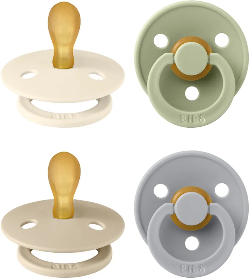 Colour fopspeen 0-6 mnd, 4 stuks, symmetrisch, ivoor/saliegroen/vanille/cloud van BIBS in Cloud Mix – productfoto