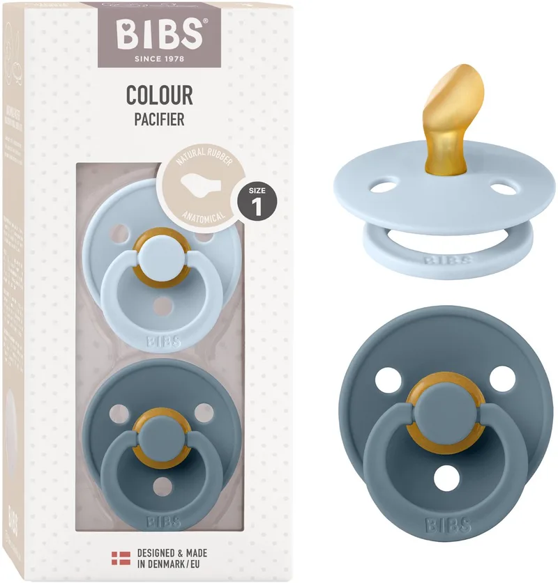 Colour Fopspeen - 0-6 mnd - 2-pack - Anatomisch - Baby Blue/Petrol fra BIBS i Baby Blue, Petrol – produktbillede