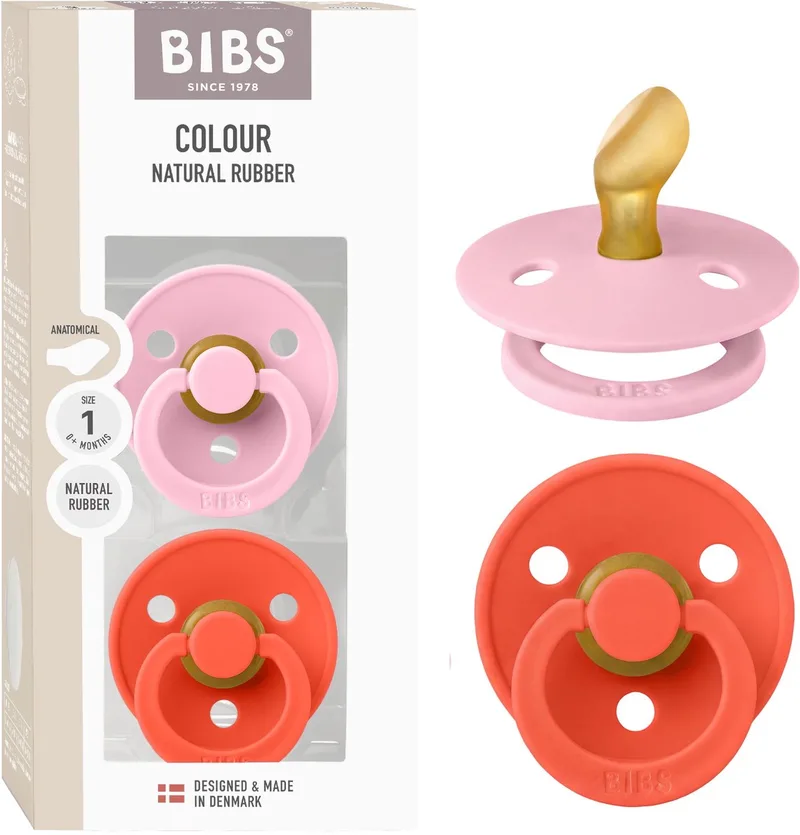 Colour Fopspeen - 0-6 mnd - 2-pack - Anatomisch- Baby Pink/Tango van BIBS in Baby Pink, Tango – productfoto
