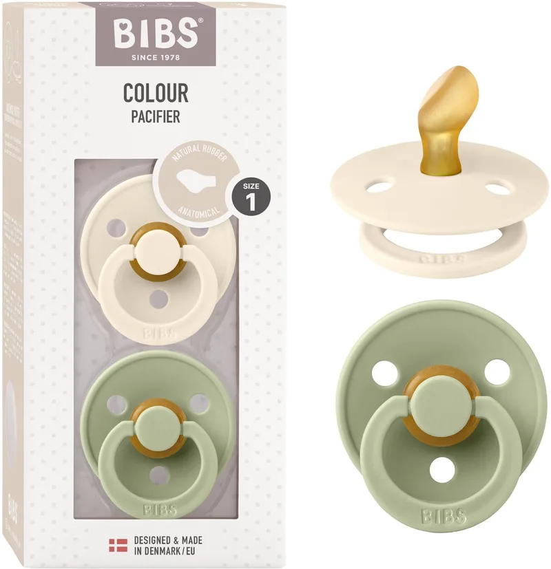 Colour fopspeen, 0-6 mnd, 2-pack, anatomisch, Ivory/Sage van BIBS in Ivoor, Sage – productfoto