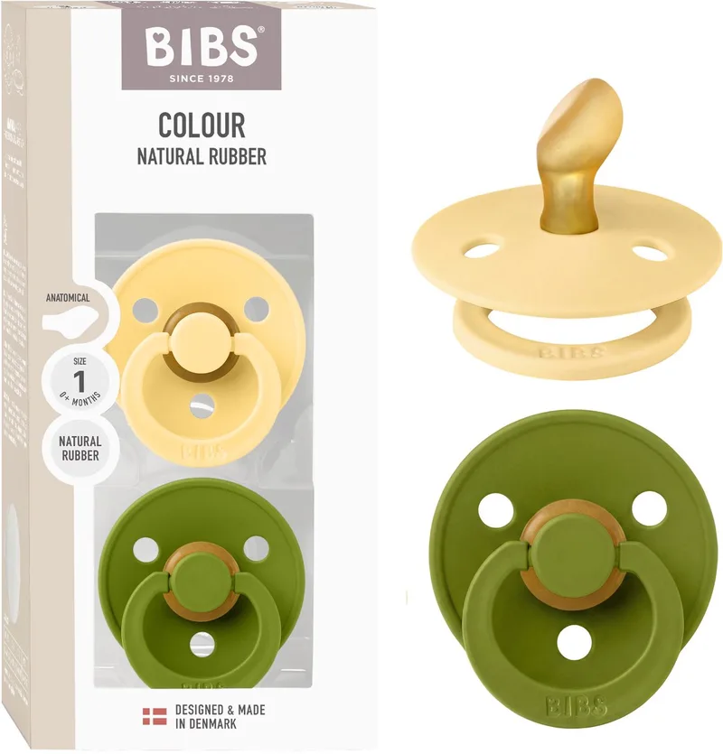 Colour Fopspeen - 0-6 mnd - 2-pack - Anatomisch - Pale Butter/Wasabi de BIBS en Pale Butter, Wasabi – photo produit