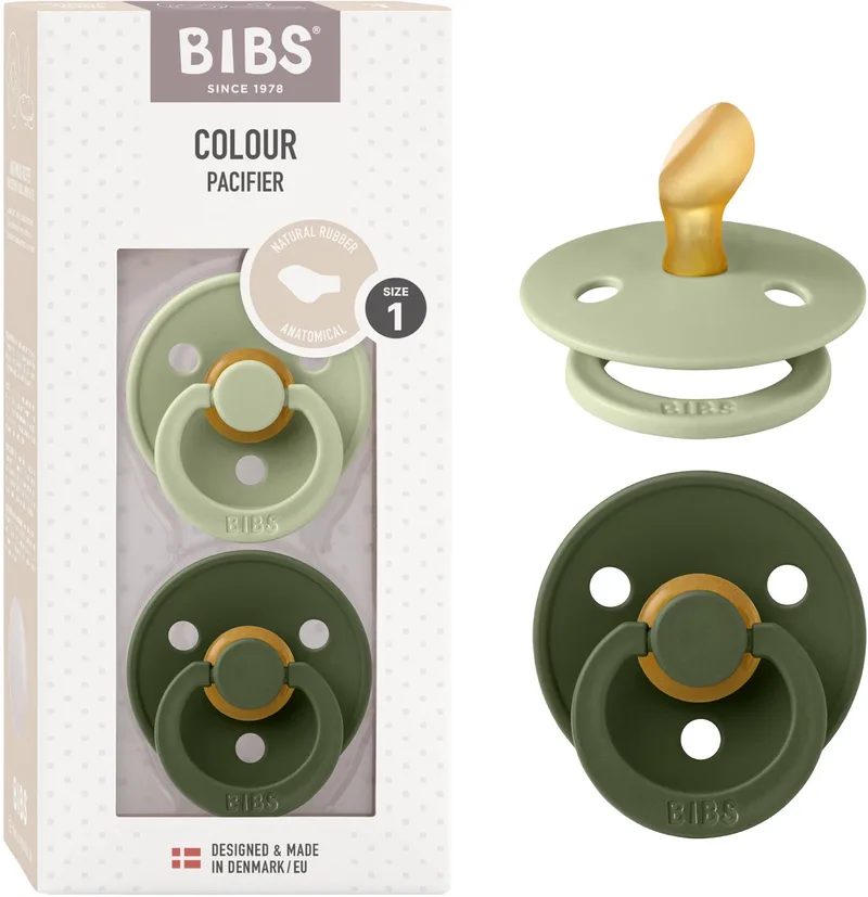 Colour fopspeen, 0-6 mnd, 2-pack, anatomisch, Sage/Hunter Green van BIBS in Sage, Hunter Green – productfoto
