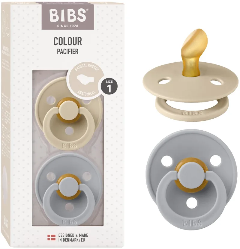 Colour Fopspeen - 0-6 mnd - 2-pack - Anatomisch - Vanilla/Cloud de BIBS en Vanilla, Cloud – photo produit