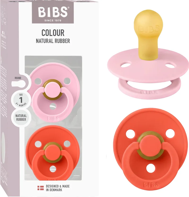Colour Fopspeen - 0-6 mnd - 2-pack - Rond - Baby Pink/Tango van BIBS in Roze – productfoto
