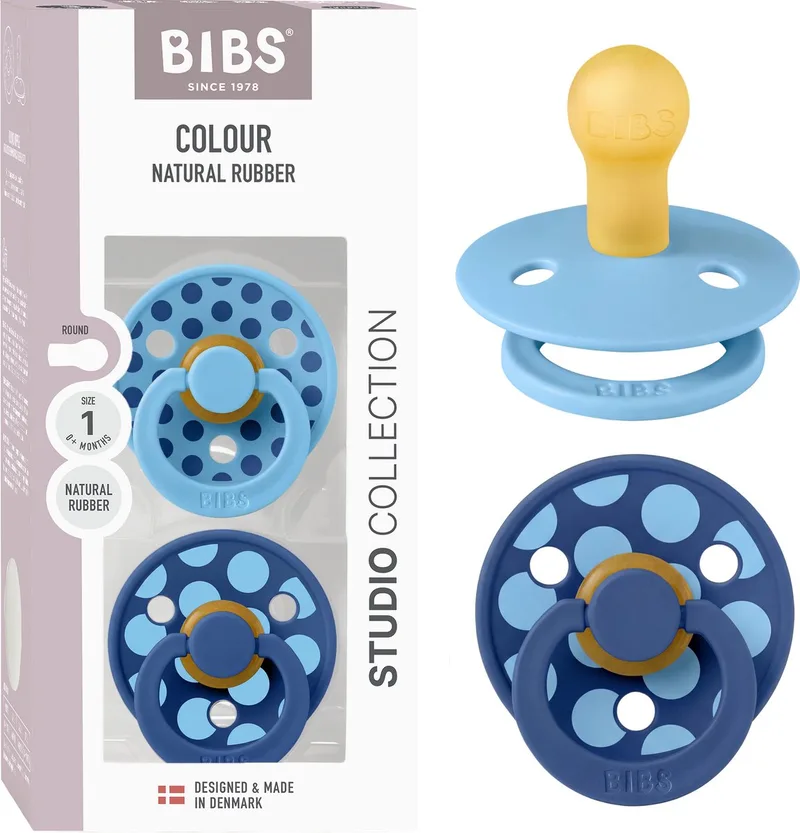 Colour fopspeen 0-6 mnd, 2 stuks, rond, Breeze/korenbloem van BIBS in Breeze, Cornflower – productfoto