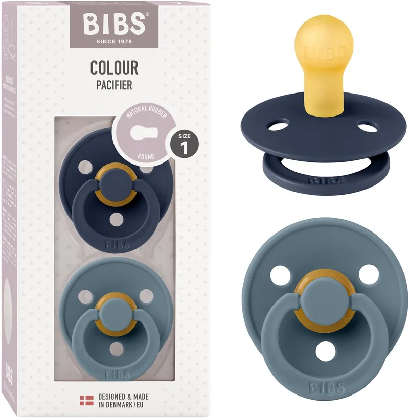 Colour Fopspeen - 0-6 mnd - 2-pack - Rond - Deep Space/Petrol från BIBS i Deep Space, Petrol – produktbild