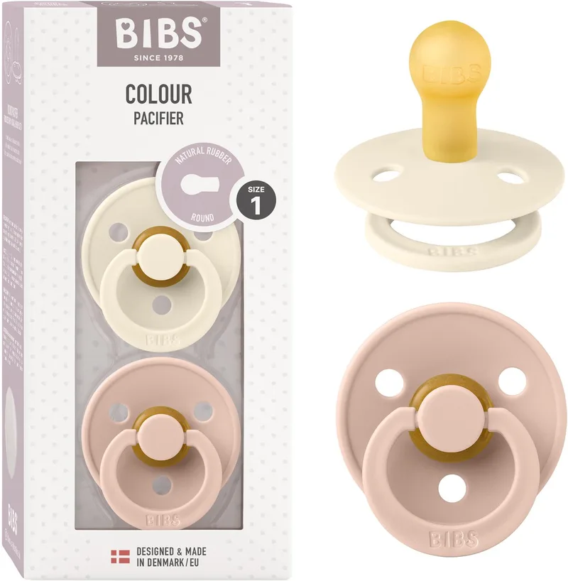 Colour Fopspeen - 0-6 mnd - 2-pack - Rond - Ivory/Blush by BIBS in Ivory, Blush – product photo