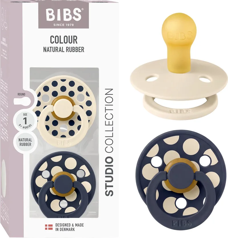Colour fopspeen 0-6 mnd, 2 stuks, rond, ivoor/Deep Space van BIBS in Ivoor, Deep Space – productfoto
