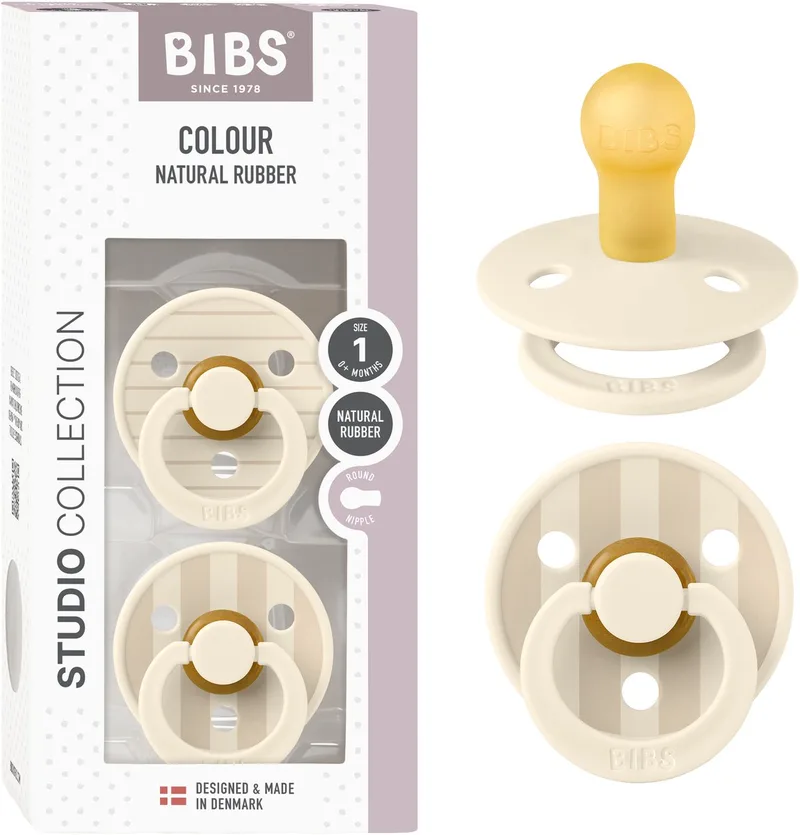 Colour Fopspeen - 0-6 mnd - 2-pack - Rond - Ivory/Vanilla by BIBS in Pin Ivory Vanilla – product photo