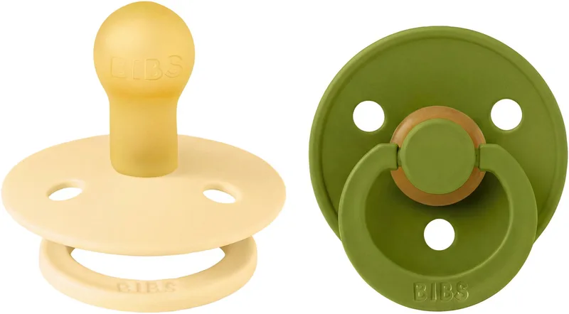 Colour fopspeen, 0-6 mnd, 2-pack, rond, Pale Butter/Wasabi van BIBS in Pale Butter, Wasabi – productfoto