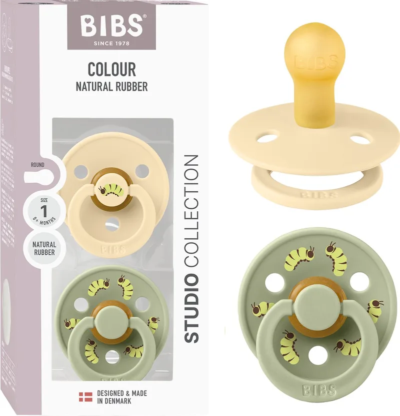 Colour fopspeen 0-6 mnd, 2 stuks, rond, Silk/saliegroen van BIBS in Silk, Sage – productfoto