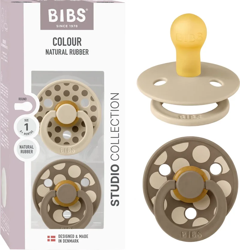 Colour fopspeen, 0-6 mnd, 2-pack, rond, Vanilla/Dark Oak van BIBS in Vanilla, Dark Oak – productfoto