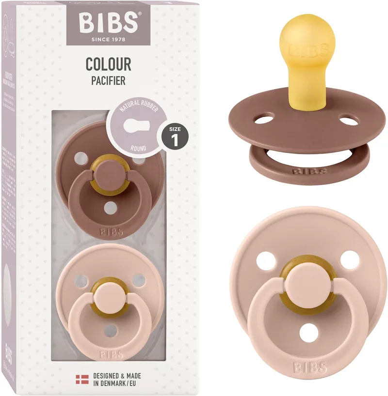 Colour fopspeen, 0-6 mnd, 2-pack, rond, Woodchuck/Blush van BIBS in Woodchuck, Blush – productfoto
