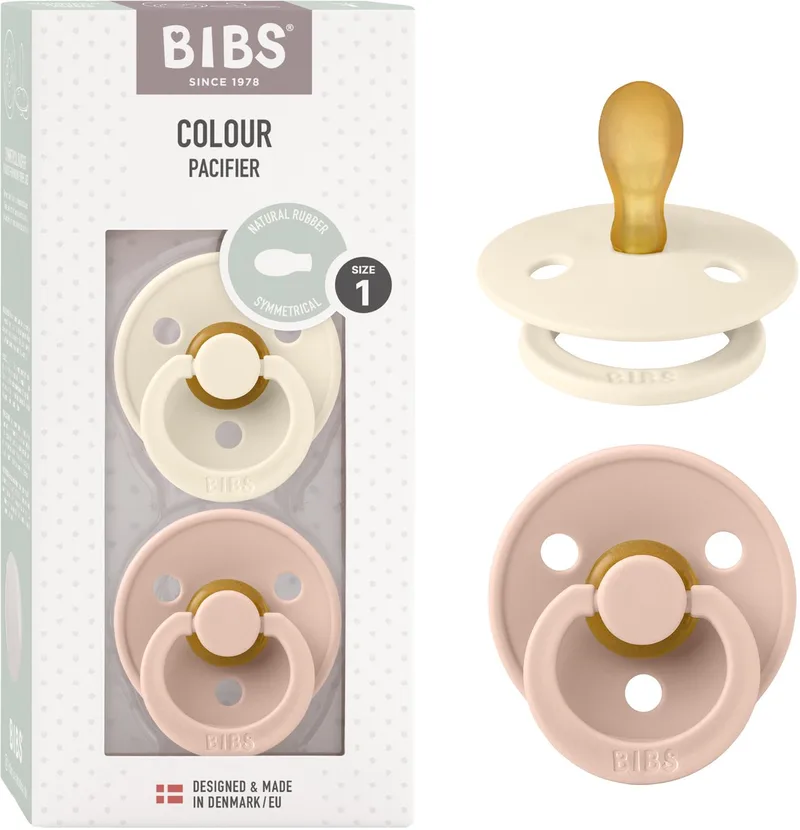 Colour fopspeen, 0-6 mnd, 2-pack, symmetrisch, Ivory/Blush van BIBS in Ivoor, Blush – productfoto