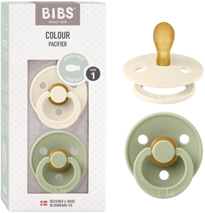 Colour fopspeen, 0-6 mnd, 2-pack, symmetrisch, Ivory/Sage van BIBS in Ivoor, Sage – productfoto