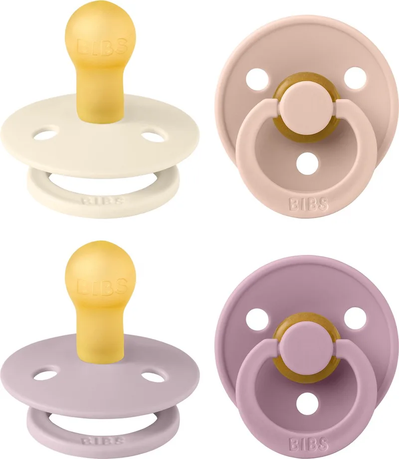 Colour fopspeen 0-6 mnd, 4 stuks, ivoor/blush/stoffig lila/heide van BIBS in Baby Girl Colours – productfoto