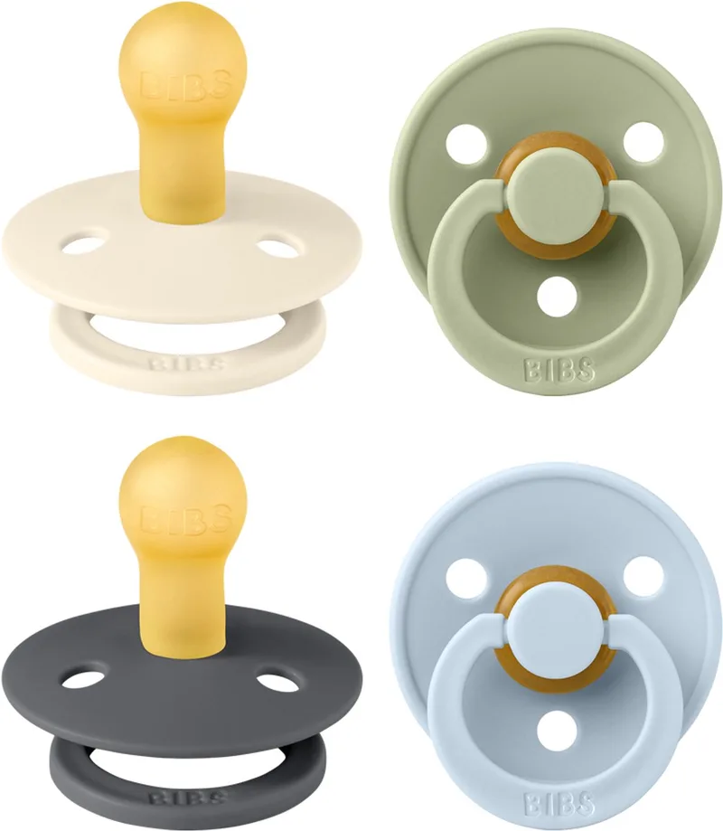 Colour fopspeen 0-6 mnd, 4 stuks, ivoor/saliegroen/iron/babyblauw van BIBS in Iron Mix – productfoto