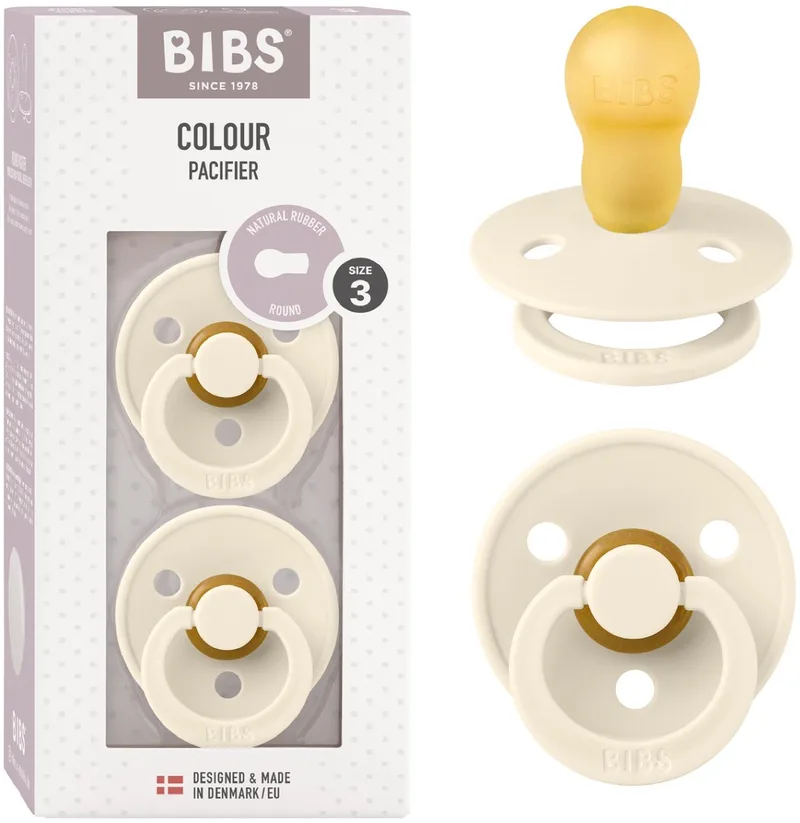 Colour fopspeen 18-48 mnd, 2 stuks, rond van BIBS in Ivoor – productfoto