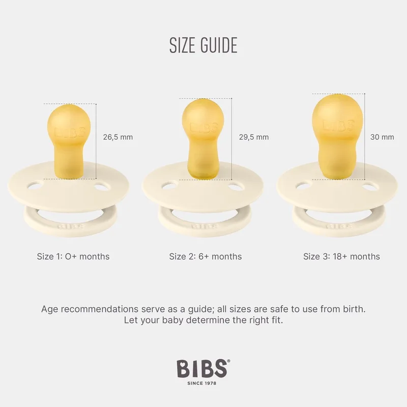 Colour fopspeen 18-48 mnd, 2 stuks, rond, ivoor/blush van BIBS in Ivoor, Blush – productfoto 3 van 4