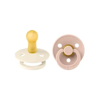 Colour fopspeen 18-48 mnd, 2 stuks, rond, ivoor/blush van BIBS in Ivoor, Blush – productfoto 2 van 4