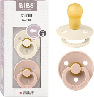 Colour fopspeen 18-48 mnd, 2 stuks, rond, ivoor/blush van BIBS in Ivoor, Blush – productfoto 1 van 4